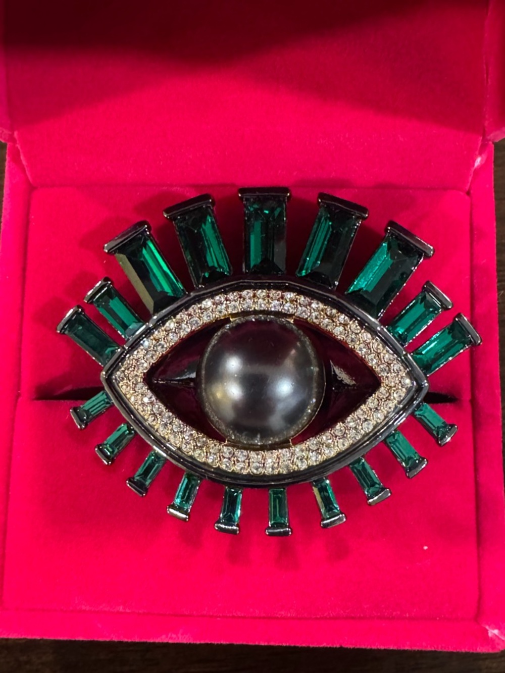 Kurt Geiger Emerald Eye Statement Ring - Green & Black Size 8 - Picture 2 of 7